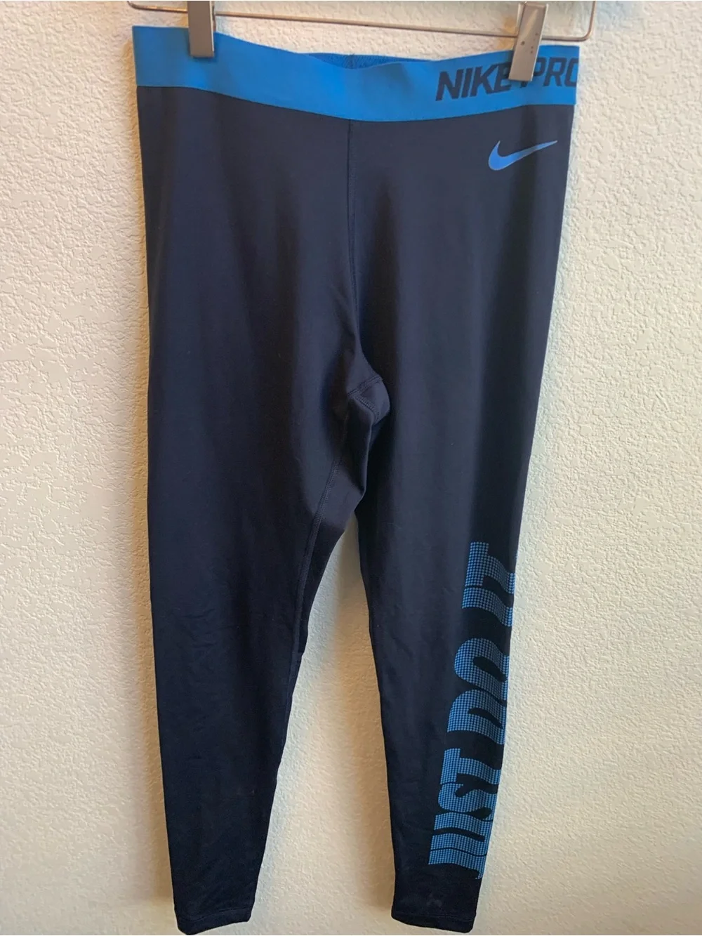 Nike Black and Blue Girls' Performance Leggings